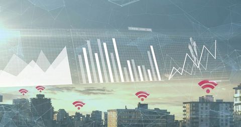 Smart City Skyline with Data and Network Connectivity