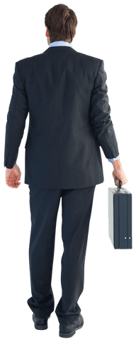 Transparent View of Businessman Holding Briefcase in Suit