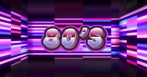 Retro 80's style neon background with bold text design