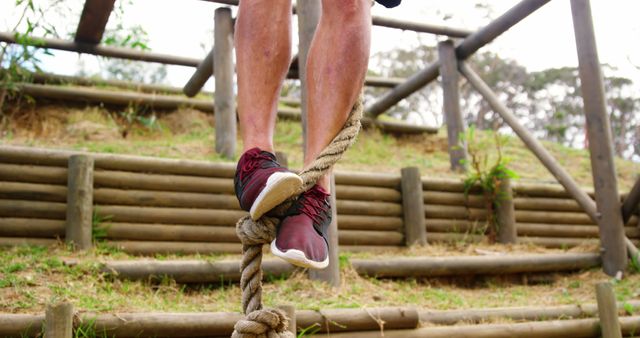 Climbing Rope Outdoor Challenge in Adventure Course Setting - Download Free Stock Images Pikwizard.com