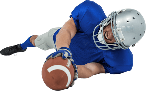 American football player catching ball transparent clear view
