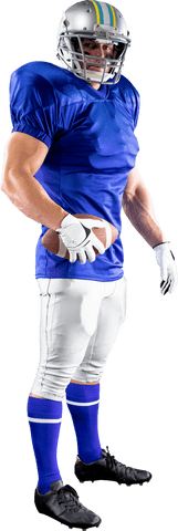 Transparent American Football Player Wearing Blue Uniform Holding Ball - Download Free Stock Videos Pikwizard.com