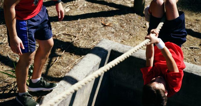 Children Climbing Rope During Outdoor Obstacle Course for Exercise - Download Free Stock Images Pikwizard.com