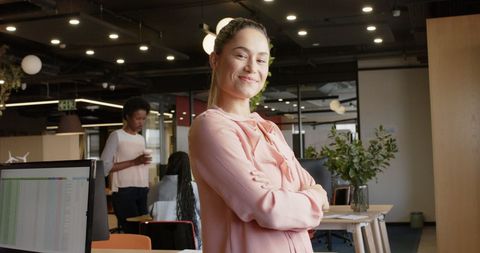 Smiling Businesswoman in Modern Office