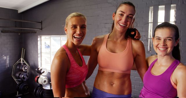 Fit Women Smiling In Gym After Workout - Download Free Stock Images Pikwizard.com