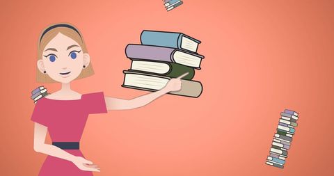 Illustration of Woman with Floating Books Celebrating Mentoring - Download Free Stock Images Pikwizard.com