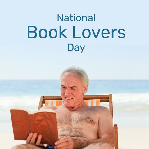 senior male enjoying book lounger on beach - Download Free Stock Templates Pikwizard.com