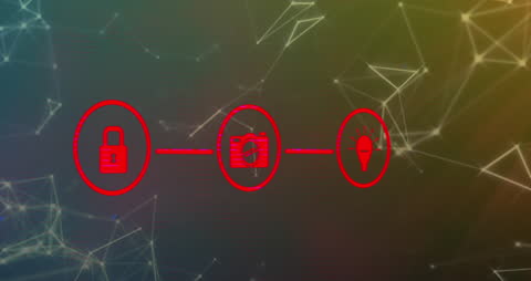 Digital Icons with Plexus Network on Gradient Background