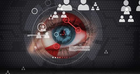 futuristic eye scanning technology with human interface icons - Download Free Stock Images Pikwizard.com