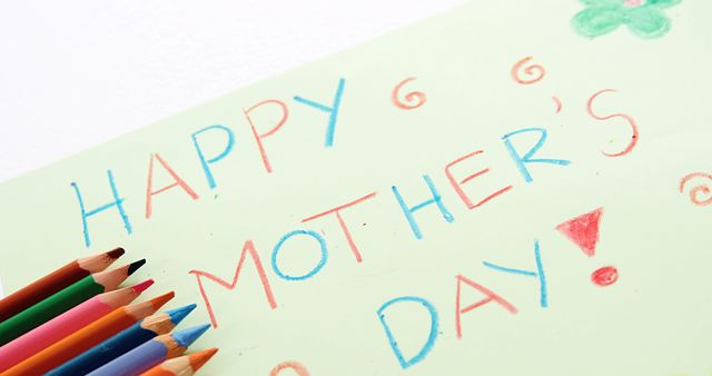 Colorful Handmade Mother's Day Card with Pencils - Download Free Stock Images Pikwizard.com