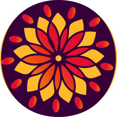 Floral mandala pattern on transparent background