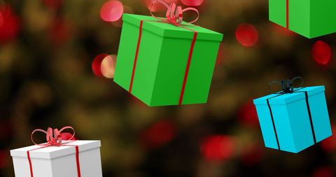 Colorful Gift Boxes with Twinkling Bokeh Lights - Download Free Stock Images Pikwizard.com