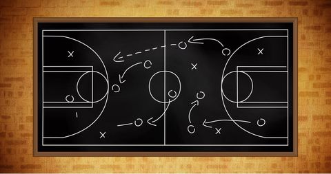 Basketball strategy board with play diagrams