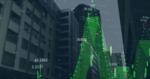 Financial Data Visualization Against City Skyline - Download Free Stock Images Pikwizard.com