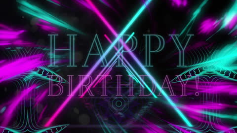 Colorful Neon Happy Birthday Animation with Retro Vibes