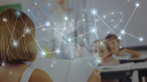 Digital Network and Education Concept with School Girl