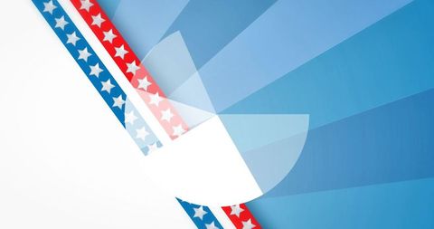 Patriotic Geometric Banner with Star Stripes and Blue Gradient Arcs for Election Campaigns