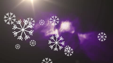 Snowflakes Cascading Over Purple Digital Waves