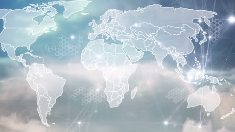 Digital World Map Overlay with Data Elements