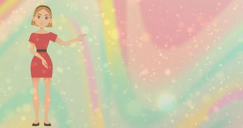 cartoon woman pointing over colorful pastel background - Download Free Stock Images Pikwizard.com