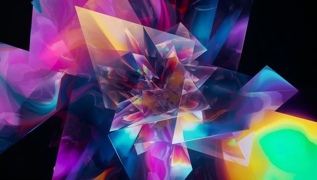 Vibrant geometric neon shards in futuristic formation