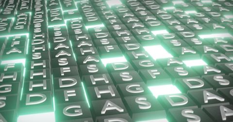 Abstract Digital Interface with Glowing Letter Tiles - Download Free Stock Images Pikwizard.com