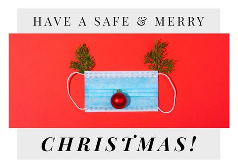 festive christmas greetings with face mask and decor - Download Free Stock Templates Pikwizard.com