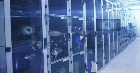 Virtual Data Interface Over Modern Server Room - Download Free Stock Images Pikwizard.com