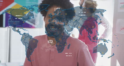 Global Business Data Concept with World Map and Professionals