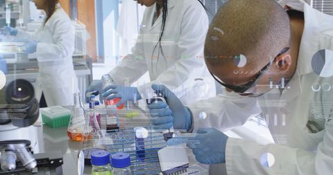 Innovative Scientists Analyzing Financial Data Overlay - Download Free Stock Images Pikwizard.com
