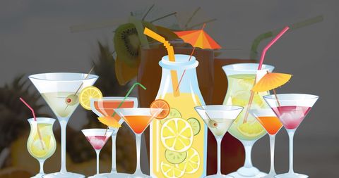 Colorful Cocktail Glasses on Swirling Background - Download Free Stock Images Pikwizard.com