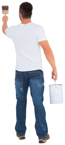 caucasian man painting wall with brush on transparent background - Download Free Stock Videos Pikwizard.com