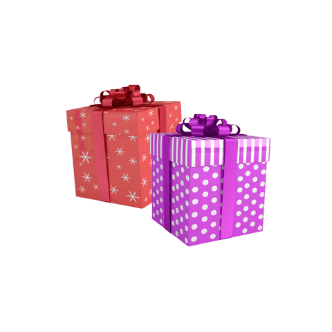 Transparent snowflakes and polka dot gift boxes