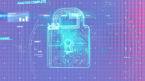 Digital Security Padlock and Data Processing Animation