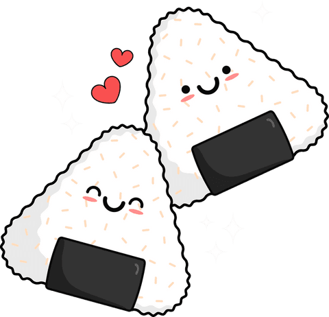 kawaii rice ball pair sharing love cute characters transparent - Download Free Stock Videos Pikwizard.com