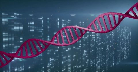 Futuristic biotechnology concept with dna double helix in digital matrix