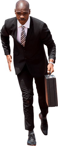 Focused African American Businessman Running Transparent Background