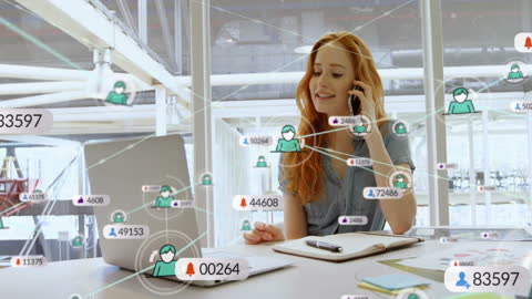 Businesswoman Engaging with Modern Digital Networking