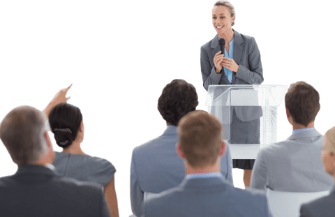 caucasian businesswoman giving lecture on transparent background - Download Free Stock Videos Pikwizard.com