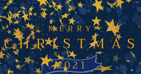 Festive Animation with Falling Stars and Christmas Greeting