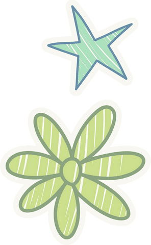Transparent star and flower illustrations for graphic design
