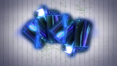 Futuristic Glowing 3D Shapes on Abstract Striped Background