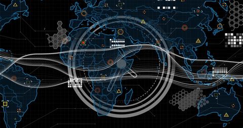 Digital Data Processing over Global Map with AI Elements