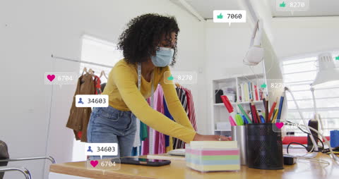 Young Entrepreneur Engaging on Social Media with Success Notifications