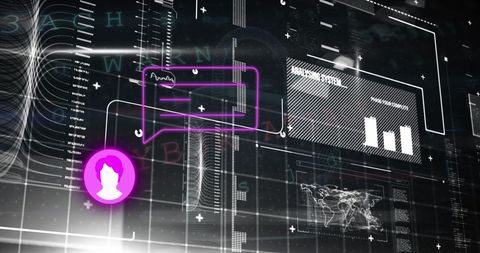 Digital Interface with Data Processing and Social Media Icon - Download Free Stock Images Pikwizard.com