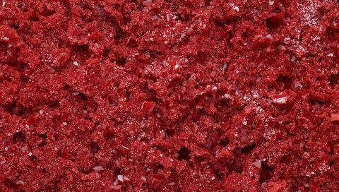 Macro Ruby Crystal Granules with Faceted Shards and Glittering Crimson Texture