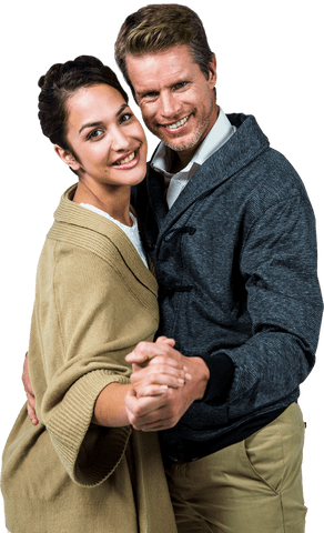 Transparent Portrait of Happy Couple Joyfully Dancing