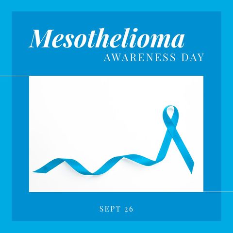 Mesothelioma Awareness Day Blue Ribbon Against Blue Background - Download Free Stock Templates Pikwizard.com
