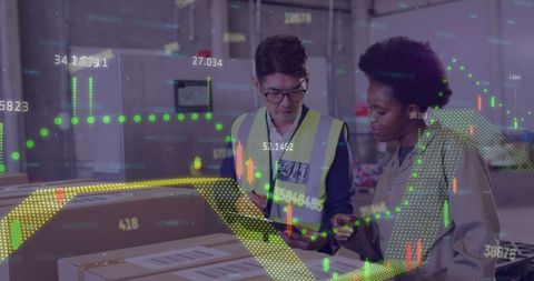 Warehouse Operations Analyzing Financial Data Overlay - Download Free Stock Images Pikwizard.com