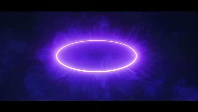 Neon purple glowing oval in digital void